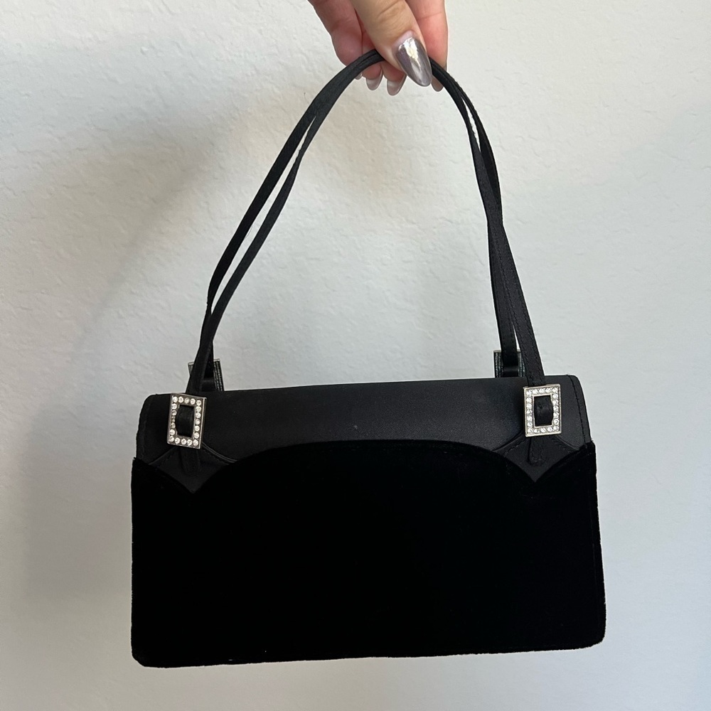 🖤Vintage 90’ Hillard & Hanson Black Velvet Evening Bag Purse Crossbody 🖤